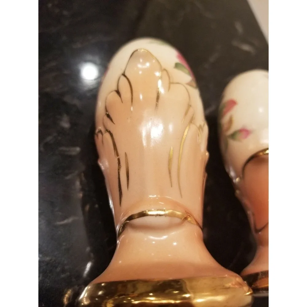 Vintage German Hand Painted Floral Salt and Pepper Shakers 4.25